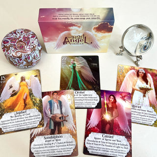 Angel Oracle Deck by iN2IT – 47 Angel Cards w/ Guidebook, Keywords & Symbolism for Divine Guidance