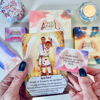 iN2IT Angel Oracle + Mini Deck Set – Pocket & Full Size Card Bundle for Daily Divine Messages