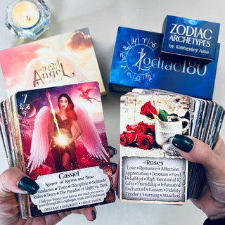iN2IT Zodiac 108 + Angel Oracle Deck Set – 2 Deck Bundle for Intuitive Astrology & Divine Guidance